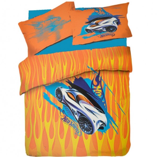 ΣΕΤ ΣΕΝΤΟΝΙΑ ΗΜΙΔΙΠΛΑ 170X260 HOT WEELS πορτοκαλί kentia