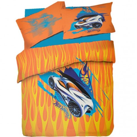 ΣΕΤ ΣΕΝΤΟΝΙΑ ΗΜΙΔΙΠΛΑ 170X260 HOT WEELS πορτοκαλί kentia