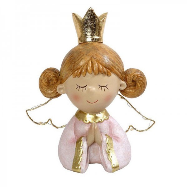 Χριστουγεννιάτικο Φωτιζόμενο Αγγελάκι με Ασημί Στέμμα 24cm MT2605K2 Espiel5205918299361