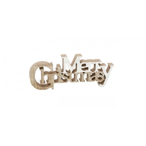 Χριστουγεννιάτικη Πινακίδα Ξύλινη Καφέ Merry Christmas 30x3x12cm