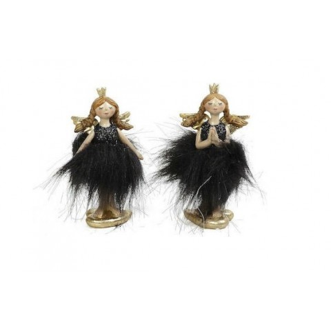 Χριστουγεννιάτικο Αγγελάκι Μαύρο με Χρυσά Φτερά 10.5cm MT2660K4 ESPIEL5205918299866