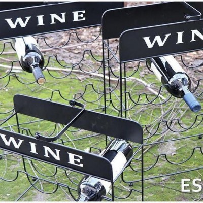 Επιτραπέζια Μπουκαλοθήκη Μεταλλική για 15 Μπουκάλια Μπρονζέ 34x31x62εκ. AFT228 - ESPIEL 2