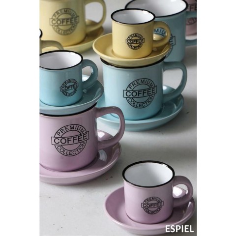 Coffee Σετ Φλιτζάνι και Πιατάκι Καφέ από Πορσελάνη Γαλάζιο 90ml - ESPIEL