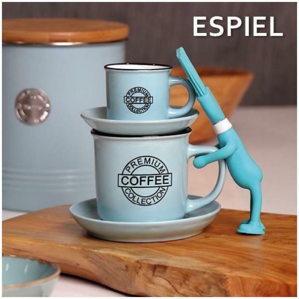 Coffee Σετ Φλιτζάνι και Πιατάκι Καφέ από Πορσελάνη Γαλάζιο 90ml - ESPIEL