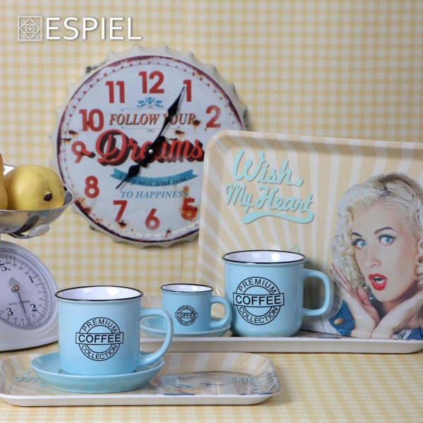 Coffee Σετ Φλιτζάνι και Πιατάκι Καφέ από Πορσελάνη Γαλάζιο 90ml - ESPIEL