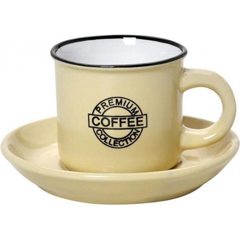 Coffee Σετ Φλιτζάνι και Πιατάκι Καφέ από Πορσελάνη Κίτρινο 90ml - ESPIEL