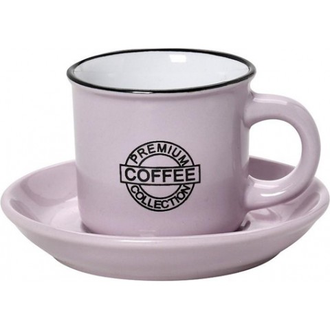 Coffee Σετ Φλιτζάνι και Πιατάκι Καφέ από Πορσελάνη Ροζ 300ml - ESPIEL