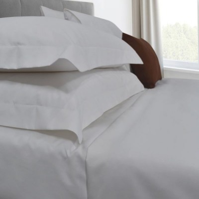 Σεντόνι Γίγας  ( 220tc) Άστρος percale λευκό ρίγα 1cm  280Χ300 100% βαμβάκι 