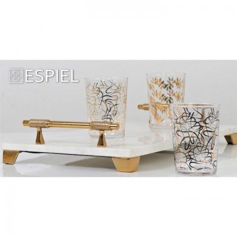 ΔΙΣΚΟΣ ΟΡΘΟΓΩΝΙΟΣ ΜΕ ΧΡΥΣΕΣ ΛΑΒΕΣ ΜΠΡΟΥΤΖΟΣ/ΜΑΡΜΑΡΟ 38x23x8εκ - GET405 ESPIEL