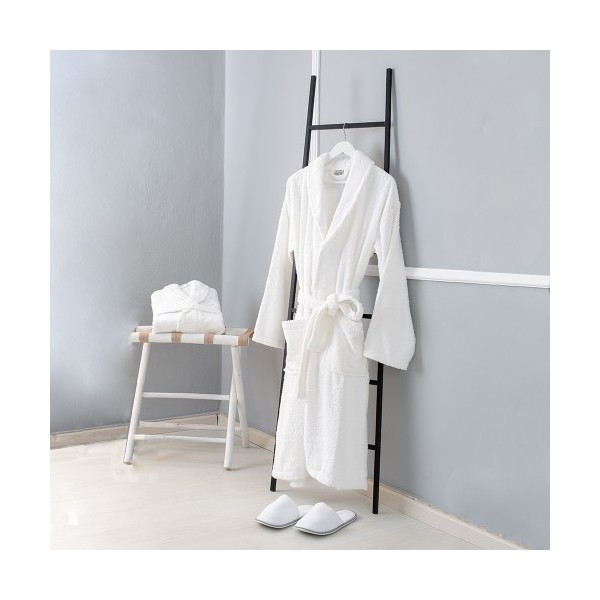 Μπουρνούζι Λευκό Hotel με Γιακά Πενιέ100% cotton