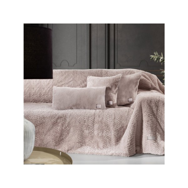 Γούνινο Ριχτάρι Τετραθέσιο 170x350cm Crusty Old Pink  Με Διακοσμητική Μαξιλαροθήκη  Guy Laroche5206480578472