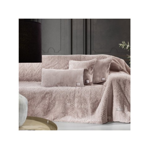 Γούνινο Ριχτάρι Τετραθέσιο 170x350cm Crusty Old Pink  Με Διακοσμητική Μαξιλαροθήκη  Guy Laroche5206480578472