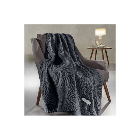 Γούνινο Ριχτάρι Τετραθέσιου Καναπέ Crusty Carbon  170x350cm με Μαξιλαροθήκη Guy Laroche5206480578441