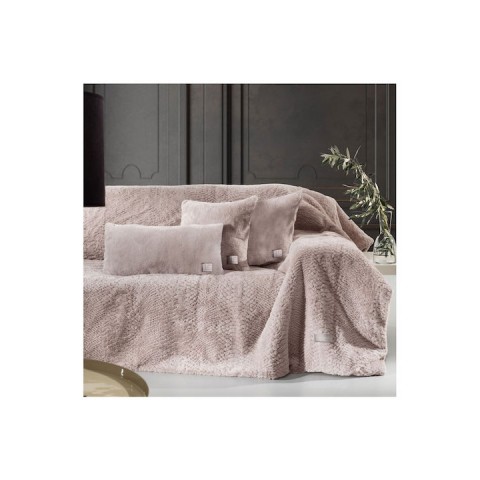 Γούνινο Ριχτάρι Τριθέσιου Καναπέ Crusty Old Pink 170x300cm  με Μαξιλαροθήκη Guy Laroche5206480578410