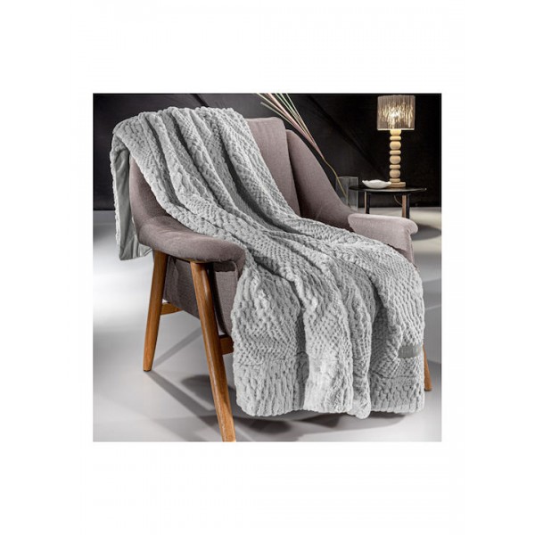 Γούνινο  Ριχτάρι Τριθέσιου Καναπέ Crusty Silver 170x300cm με Μαξιλαροθήκη Guy Laroche5206480578403