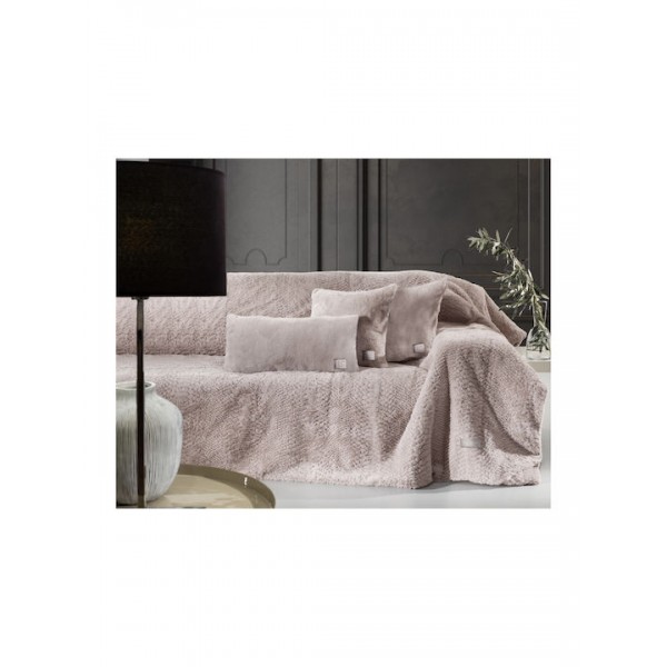 Γούνινο Ριχτάρι Διθέσιος Crusty Old Pink170x250cm  2τμχ με μαξιλαροθήκη Guy Laroche5206480578359