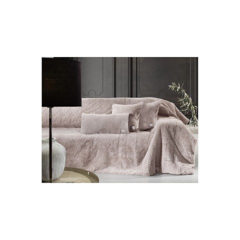 Γούνινο Ριχτάρι Διθέσιος Crusty Old Pink170x250cm  2τμχ με μαξιλαροθήκη Guy Laroche5206480578359