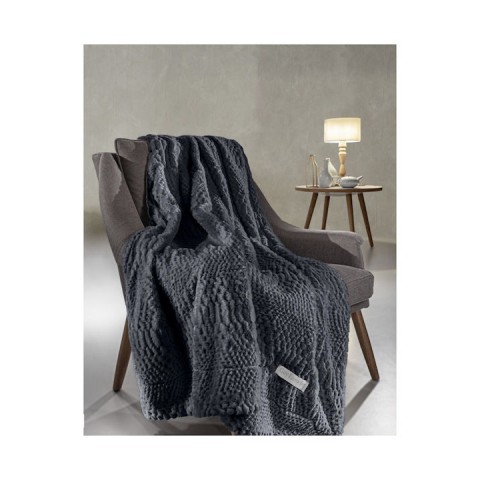 Γούνινο  Ριχτάρι μονοθέσιου  Καναπέ Crusty Carbon 170x300cm  με Μαξιλαροθήκη Guy Laroche5206480543272