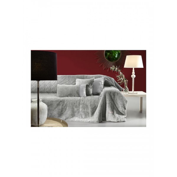 Γούνινο  Ριχτάρι πολυθρόνας  Crusty Silver 170x130cm σετ 2τμχ   με Μαξιλαροθήκη5206480504327