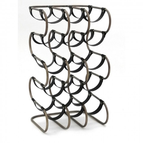 Επιτραπέζια Μπουκαλοθήκη Μεταλλική για 15 Μπουκάλια Μπρονζέ 34x31x62εκ. AFT228 - ESPIEL