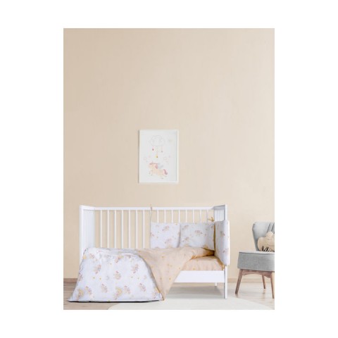 Σετ Βρεφικά Σεντόνια Κούνιας Βαμβακερά Unicorn Λευκά 3τμχ 120x160εκ5206482075559