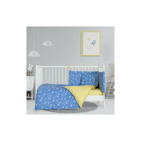 Kocoon Σετ Βρεφικά Σεντόνια Κούνιας Βαμβακερά Zeppelin Μπλε 3τμχ 120x160εκ.5206482075603