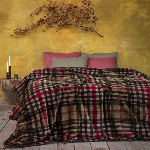 Κουβέρτα Βελουτέ Μονή καρό  Nima Bed Linen Edward5206482048744