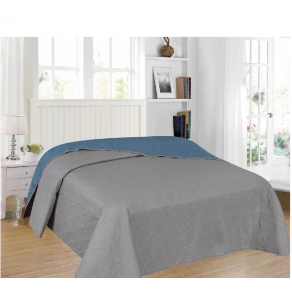 ΚΟΥΒΕΡΛΙ ΗΜΙΔΙΠΛΟ 180x240 GEO DARK GRAY BLUE RAF