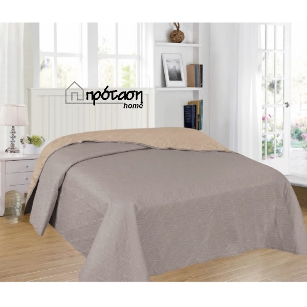ΚΟΥΒΕΡΛΙ ΗΜΙΔΙΠΛΟ 180x240 GEO MOCΗA  DARK BEIGE