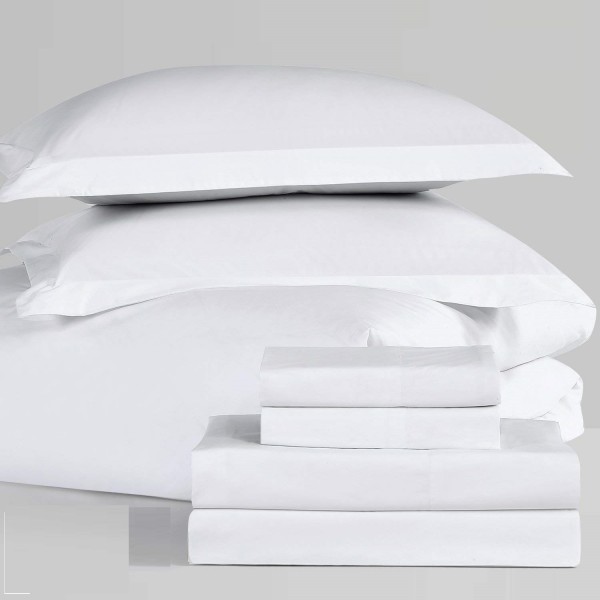 Σεντόνι ΠΑΡΟΣ (160tc ) ΓΙΓΑΣ 260Χ290  percale λευκό  50%cotton 50%pol