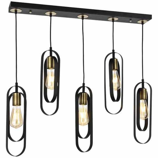 Φωτιστικό Κρεμαστό KOZ Πολύφωτο Μαύρο Μέταλλο 75x80cm5200014780027