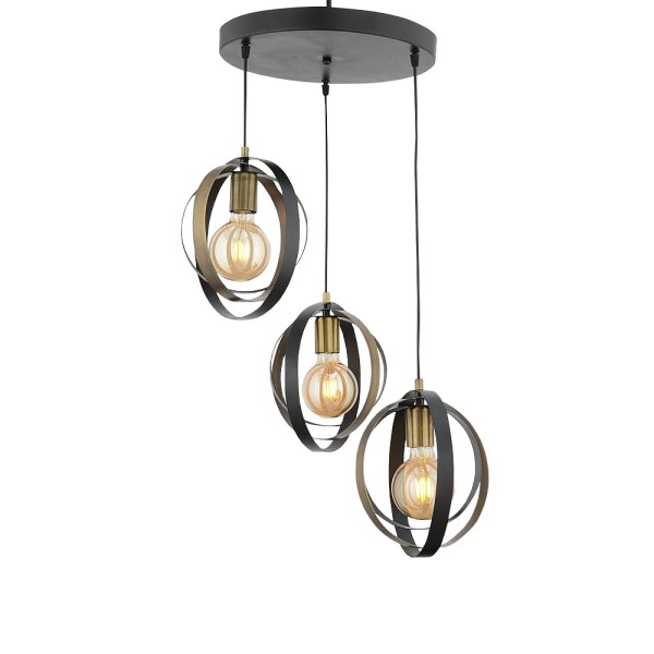 Φωτιστικό Κρεμαστό AVAN Τρίφωτο Μαύρο Μέταλλο 35x70cm5200014780053