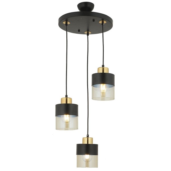 Φωτιστικό Κρεμαστό BOR Τρίφωτο Μαύρο Μέταλλο/Γυαλί 35x75cm5200014780060