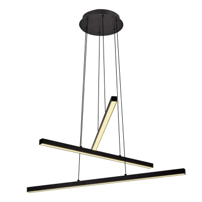 Φωτιστικό Κρεμαστό MOSETEN Τρίφωτο Μαύρο Μέταλλο/Αλουμίνιο