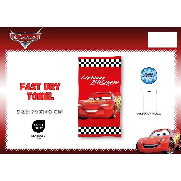 Πετσέτα Θαλάσσης Quick Dry Disney Home Cars 21 70X140 Red 100% Microfiber54460912002