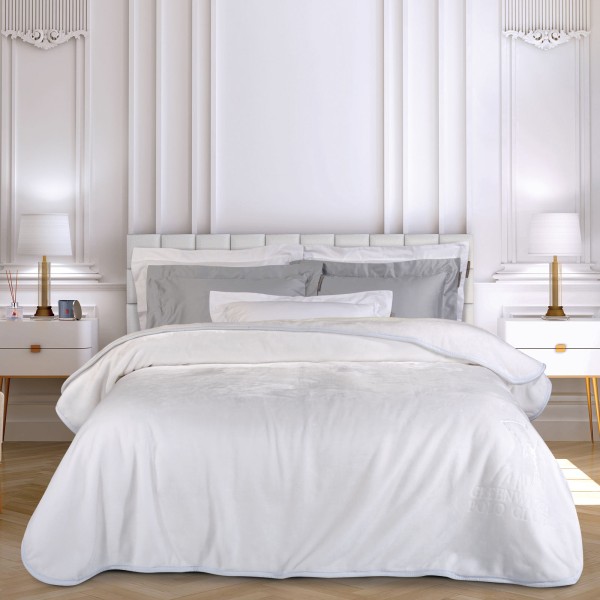 3470 ΚΟΥΒΕΡΤΑ VELOUR ΥΠΕΡΔΙΠΛΗ λευκη GREENWICH POLO CLUB