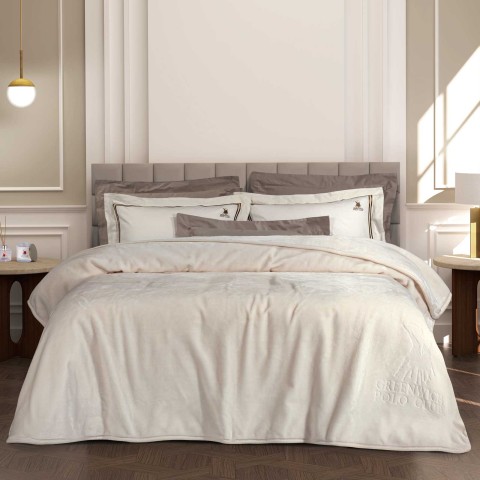 3441 ΚΟΥΒΕΡΤΑ VELOUR ΜΟΝΗ ΕΚΡΟΥ GREENWICH POLO CLUB5204850230418