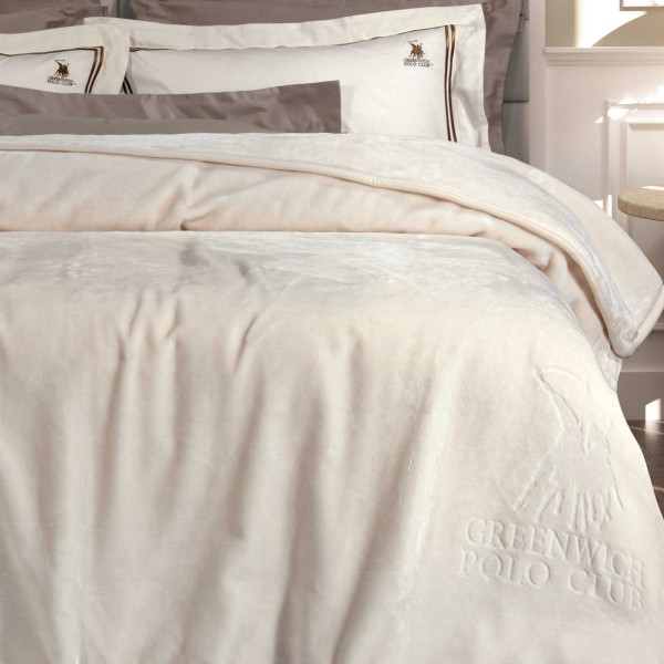 3441 ΚΟΥΒΕΡΤΑ VELOUR ΜΟΝΗ ΕΚΡΟΥ GREENWICH POLO CLUB5204850230418