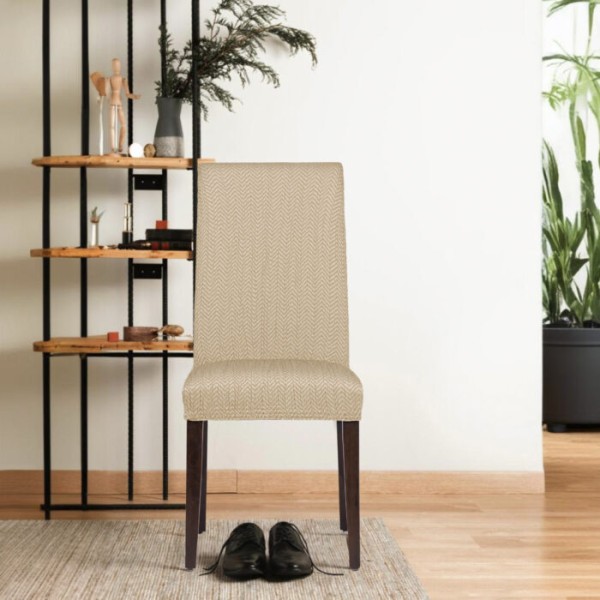 APOLLO BEIGE C/01  ΕΛΑΣΤΙΚΟ ΚAΛΥΜΜΑ ΓΙΑ  ΚΑΡΕΚΛΑ τραπεζαρἰας  με πλάτη