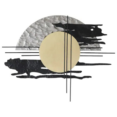 ΔΙΑΚΟΣΜΗΤΙΚΟ ΜΕΤΑΛΛΙΚΟ ΤΟΙΧΟΥ ΧΡΥΣΟ ΚΥΚΛΟΙ ΤΣΑΛΑΚΩΤΟ - 130.2x60.3x6.4cm  2