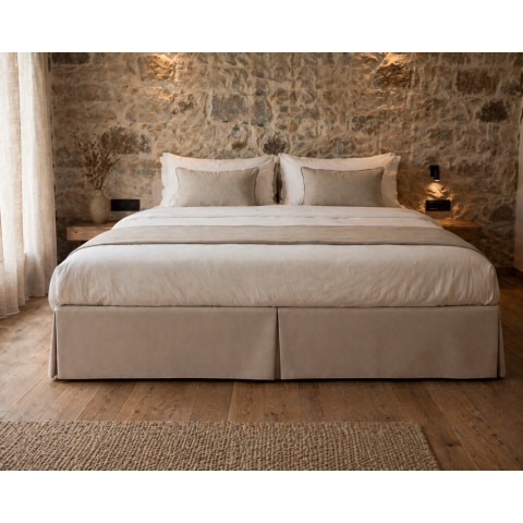 Κρεβατόγυρος Luxury Greige 160x200 +35εκ Ύψος βολάν | Hotel Style με Καπάκι 900123458181