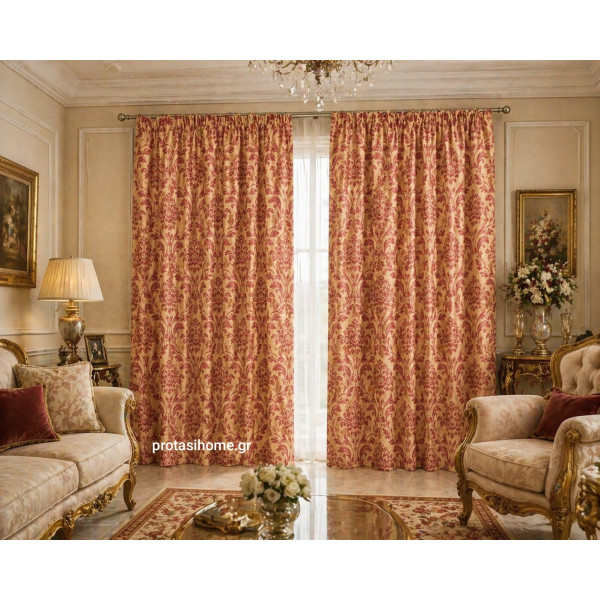 κουρτίνα κλασική διπλής όψης οργάντζα με ταφτά ραμμένη στα μέτρα σας 