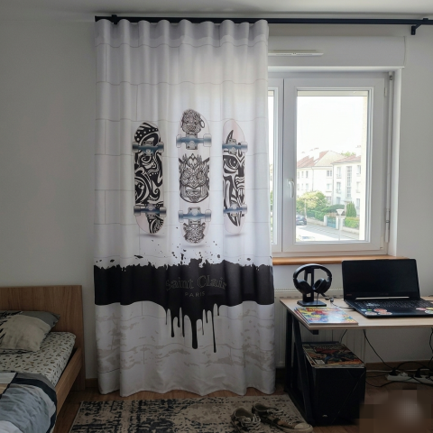 ΚΟΥΡΤΙΝΑ ΜΕ ΤΡΕΣΑ  ΠΑΙΔΙΚΗ SAINT CLAIR paris SOFT-TOUCH skateboarding art με τρέσα 160X260 5206480634857