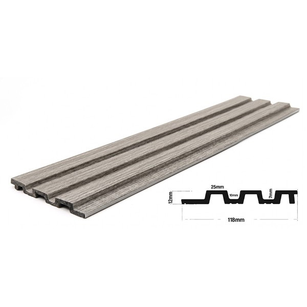 PS PANEL ΜΕ 3D ΠΗΧΑΚΙΑ 02 PIANO (ΜΟΝΟΧΡΩΜΟ  ΓΚΡΙ) 12/122/2900mm  GREY NewPlan 