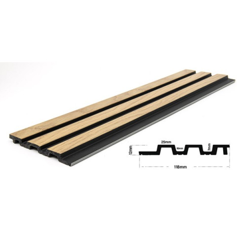 PS PANEL ΜΕ 3D ΠΗΧΑΚΙΑ F4 PIANO 12/122/2900mm NAT.OAK/BLACK NewPlan 