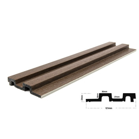 PS PANEL  ΜΕ 3D ΠΗΧΑΚΙΑ 08 RESIDENCE 21/122 mm DARK BROWN OAK NewPlan 