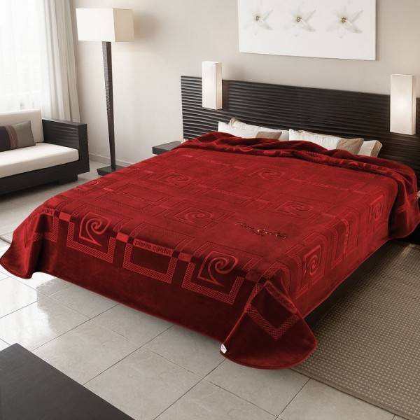 Κουβέρτα Βελουτέ Pierre Cardin NANCY 657 Υπέρδιπλη 220x240 Μπορντώ