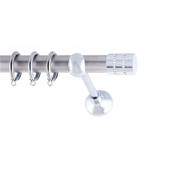 ΚΟΥΡΤΙΝΟΞΥΛΟ BAR STRASS ΧΡΩΜΙΟ FRANS  Φ25 ΝΙΚΕΛ ΜΑΤ ΜΕ ΧΡΩΜΙΟ  ΕΞΑΡΤΗΜΑΤΑ