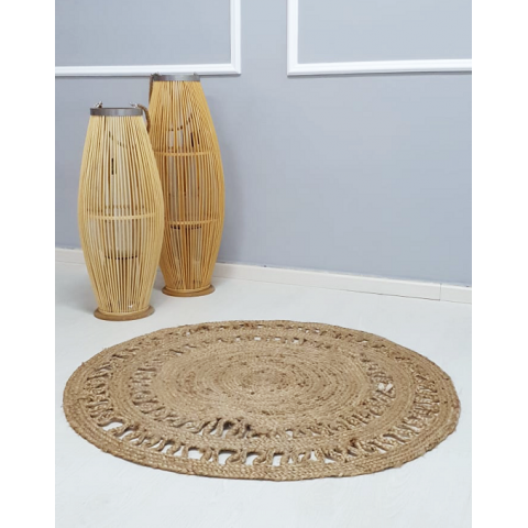 ΠΛΕΚΤΟ ΣΤΡΟΓΓΥΛΟ ΧΑΛΑΚΙ ΓΙΟΥΤΑ LACE  NATURAL ΜΠΕΖ- ΔΙΑΜ.120