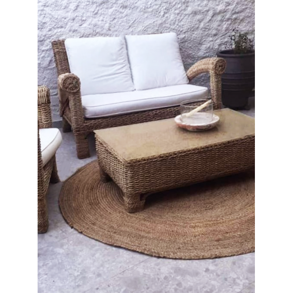 ΠΛΕΚΤΟ ΣΤΡΟΓΓΥΛΟ ΧΑΛΑΚΙ ΓΙΟΥΤΑ LACE  NATURAL ΜΠΕΖ- ΔΙΑΜ.120